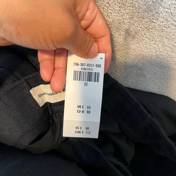 Abercrombie & Fitch High Rise Ultra Wide Leg Linen Blend Pants Size 32 Black New - Picture 8 of 9